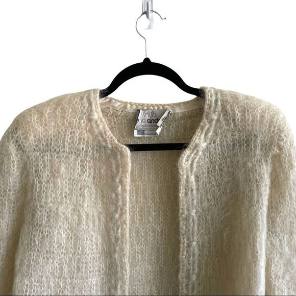 NUNO ANDREA Vintage Mohair Open Front Knit Cardigan Sweater Cream L - Picture 2 of 14